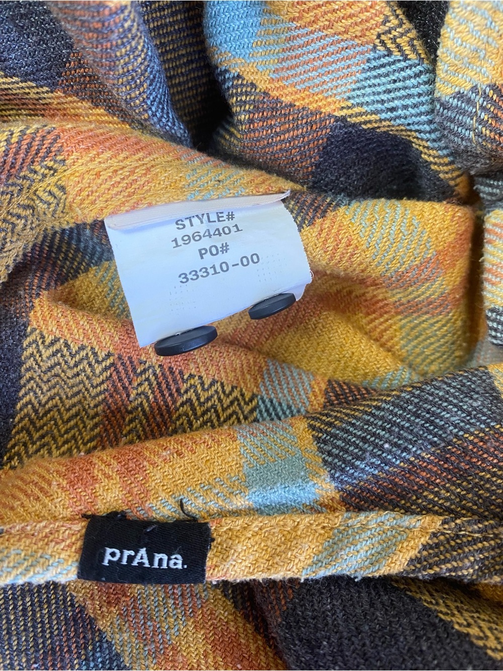 PrAna Westbrook Flannel Shirt Color Sunray Plaid Size S - Picture 6 of 6